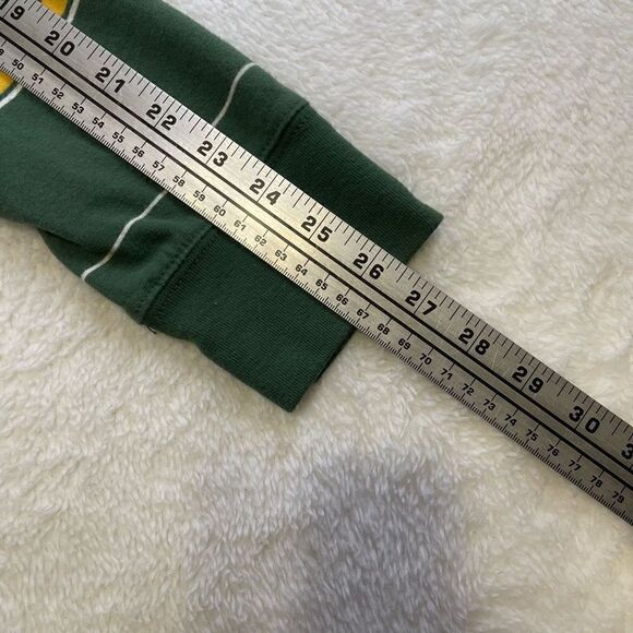 Large Aeropostale Slim Fit Green Polo Long Sleeve Yellow Striped - Picture 8 of 11